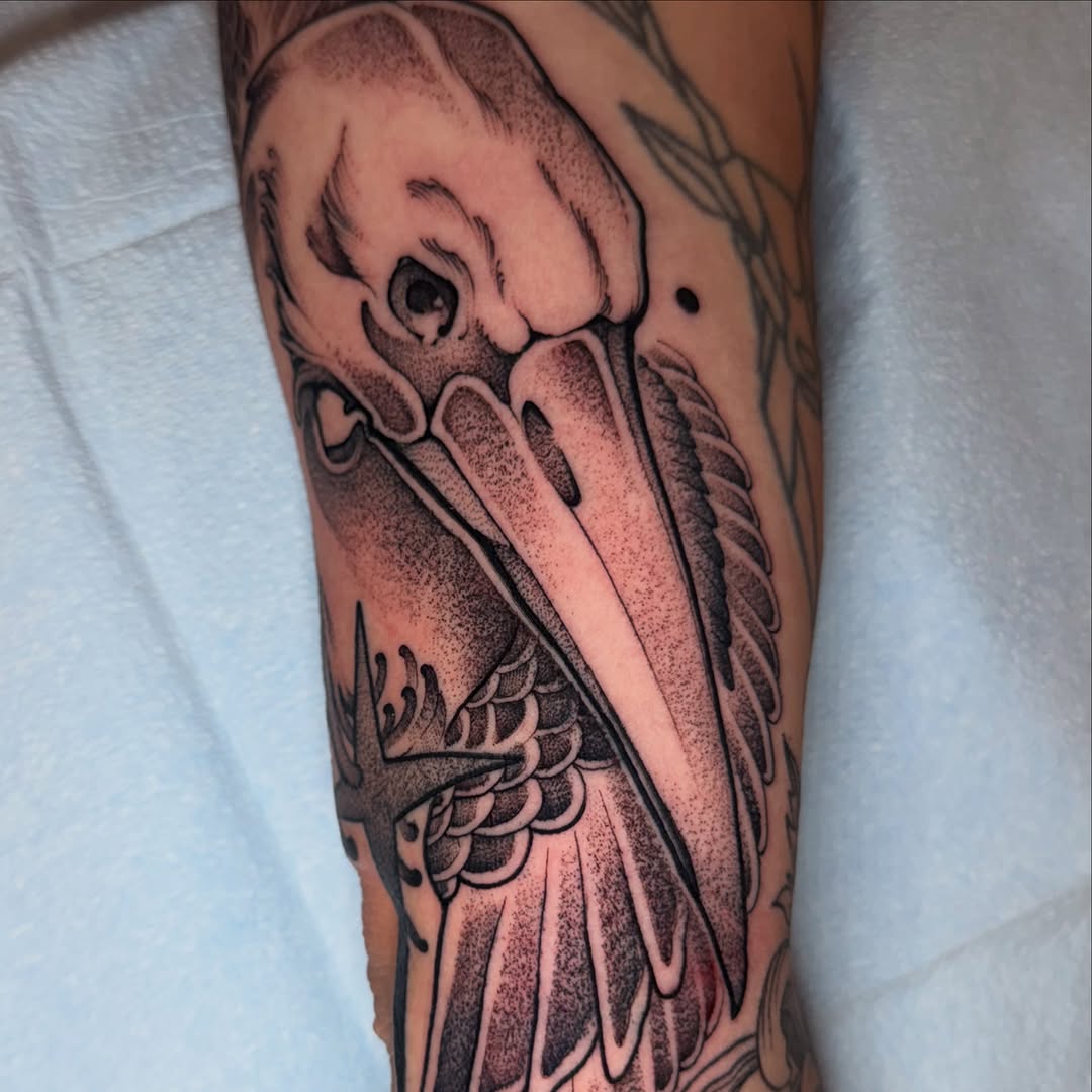 Tattoo by @catzilla_tattoos — dotwork, black_and_grey