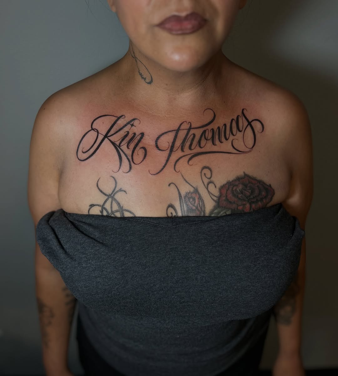 Tattoo by @benji_tattoos714 — lettering_script, black_and_grey