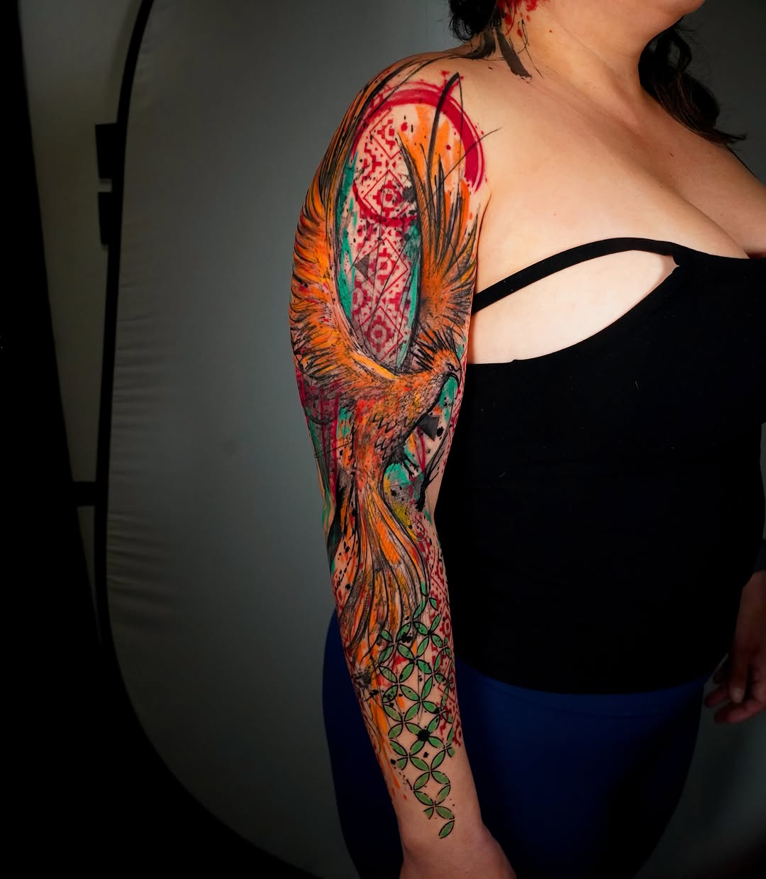 Tattoo by @supremedrone โ watercolor, trash_polka