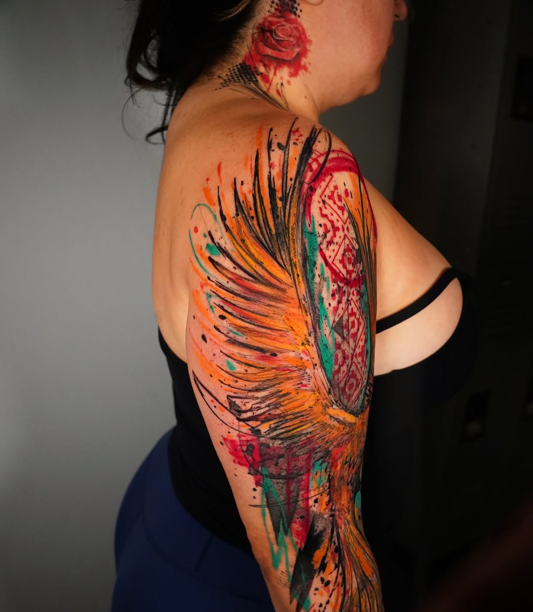 Tattoo by @supremedrone โ watercolor, trash_polka