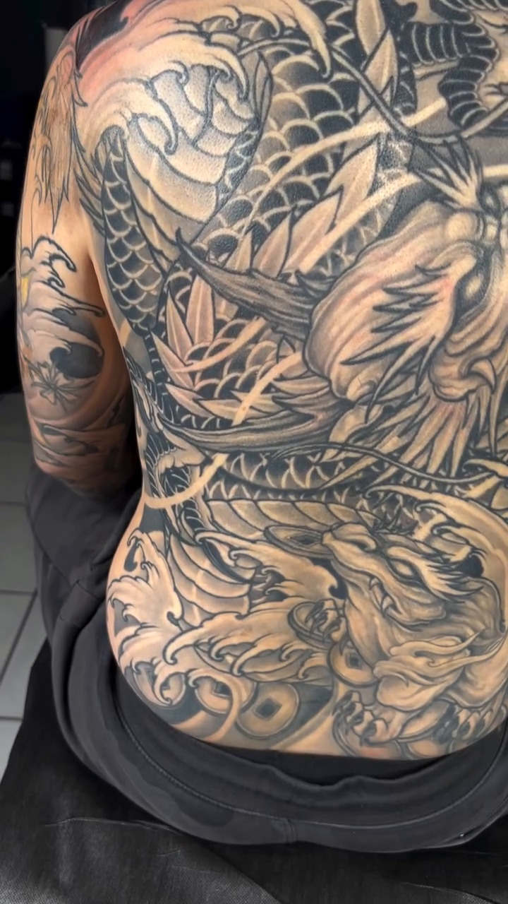 Tattoo by @derekchungtattoos — japanese_irezumi, black_and_grey