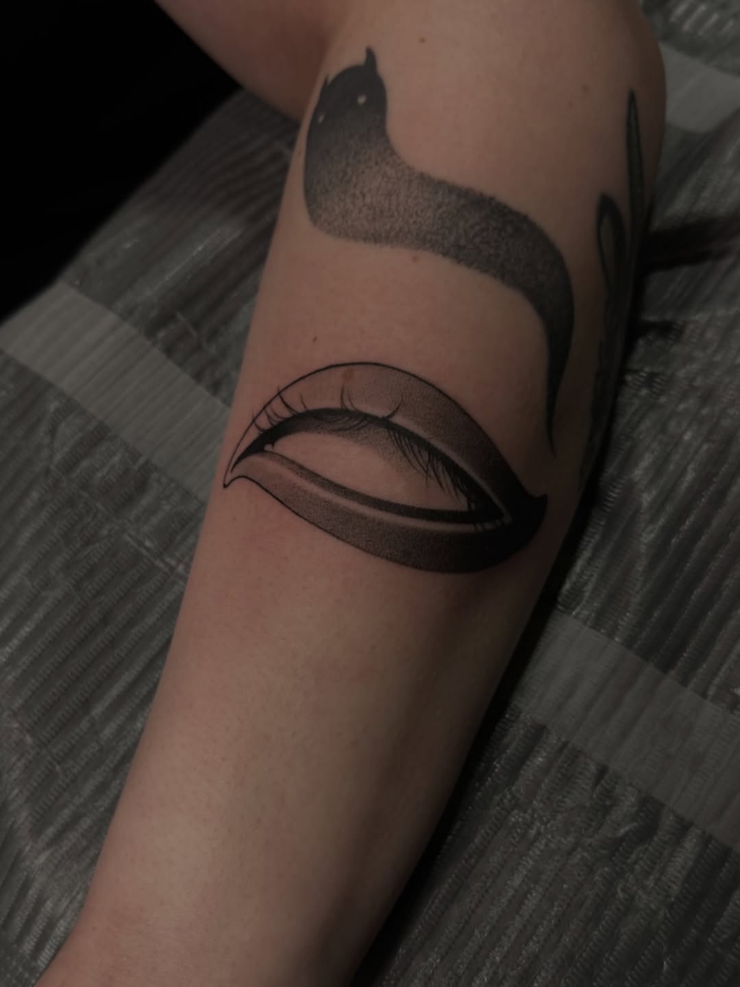 Tattoo by @shriekingpossum — black_and_grey, dotwork