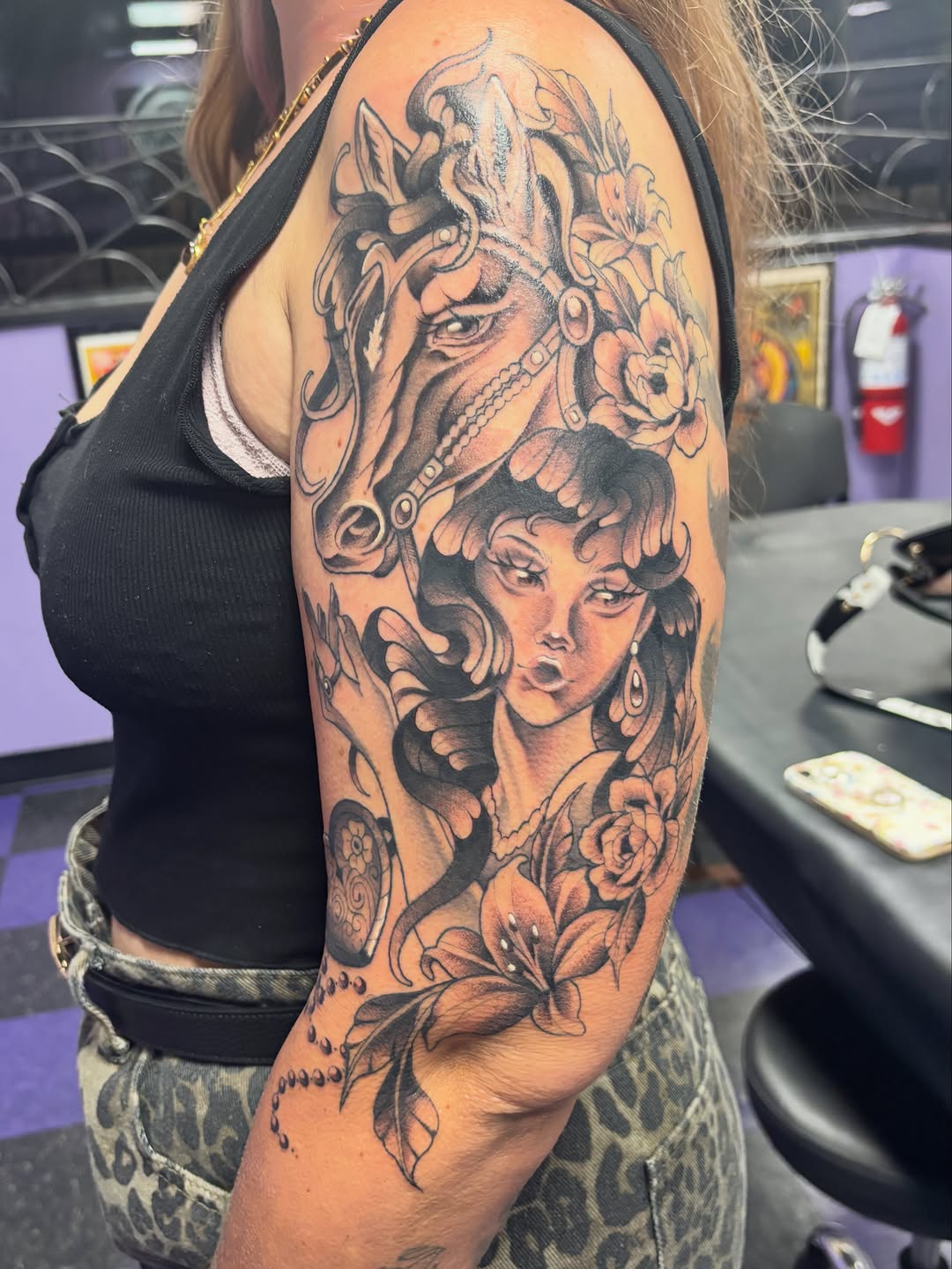 Tattoo by @valeriemourningstar — black_and_grey, realism