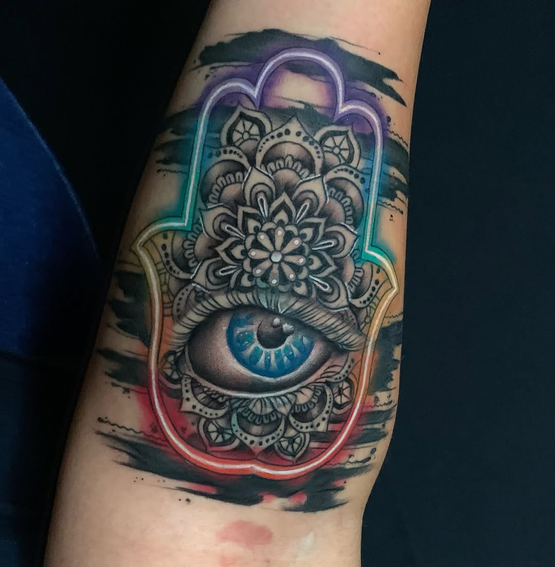 Tattoo by @bodyartbycuda — black_and_grey, dotwork