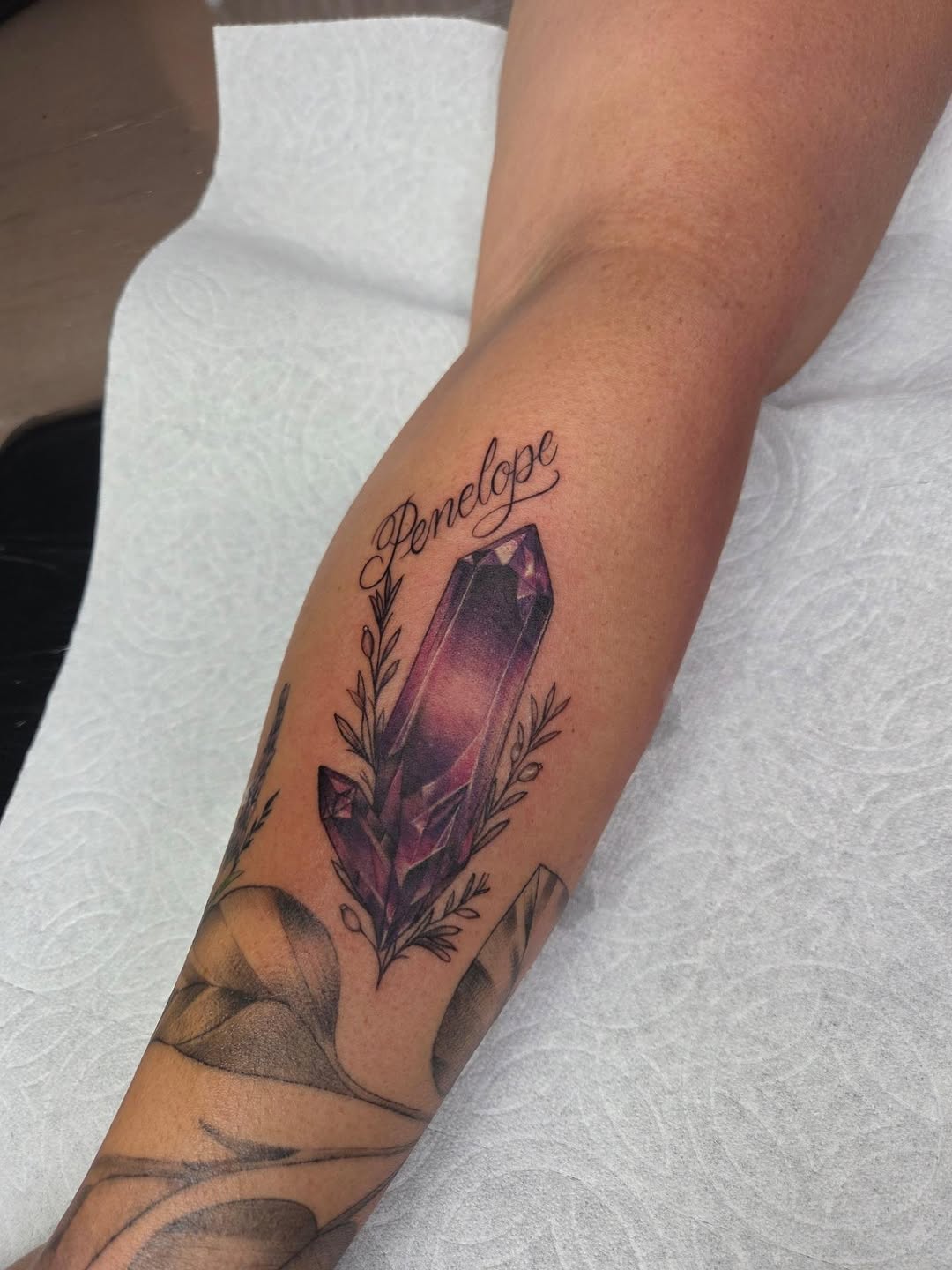 Tattoo by @yvetteartist33 — illustrative, lettering_script