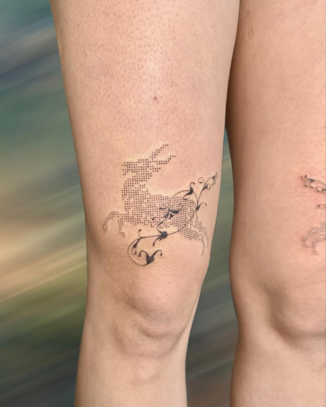 Tattoo by @peachykeentat — dotwork, illustrative
