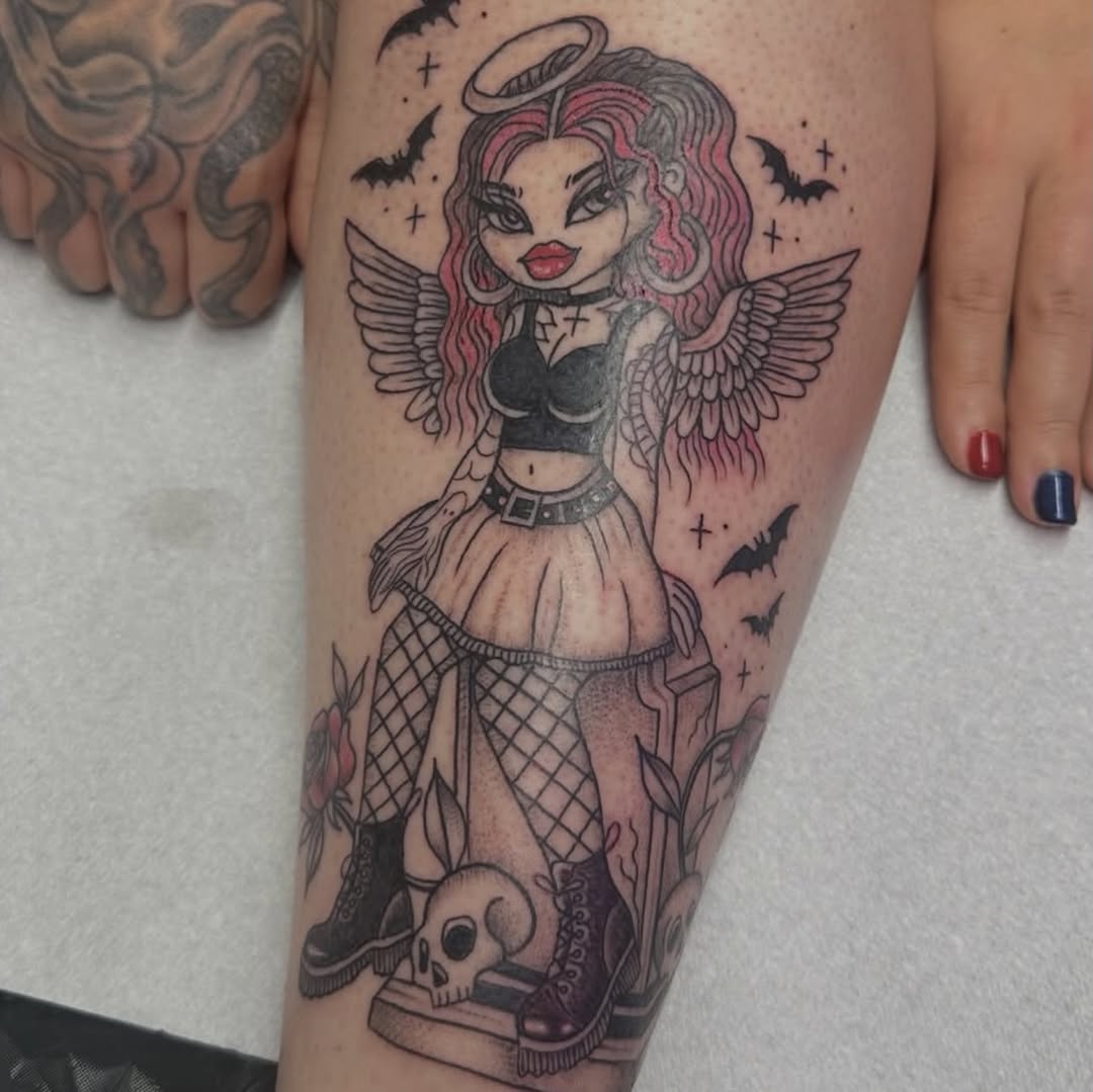 Tattoo by @meg.the.cyclopz_ — new_school, black_and_grey