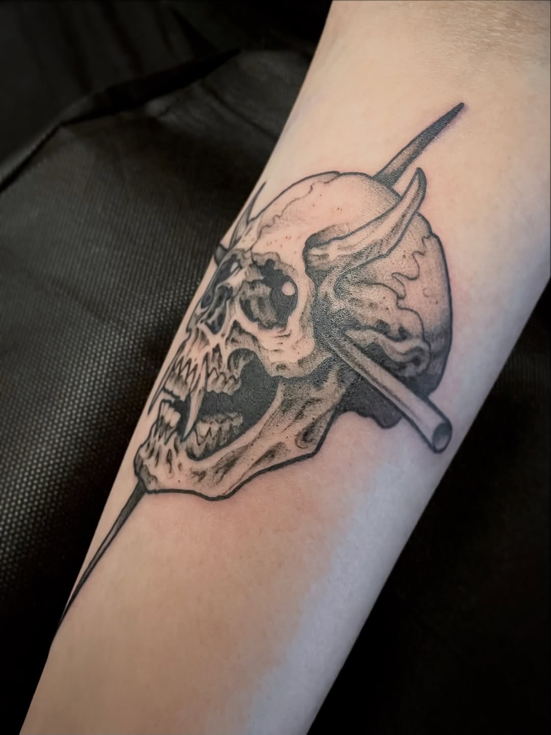 Tattoo by @nate.the.knife — black_and_grey, dark_realism