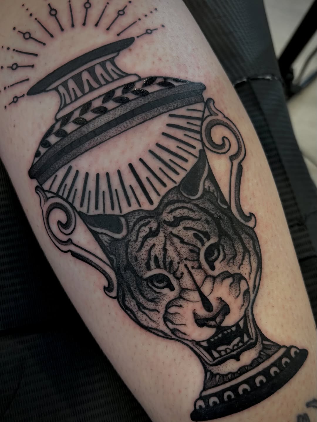 Tattoo by @tk.tattoos โ black_and_grey, dotwork