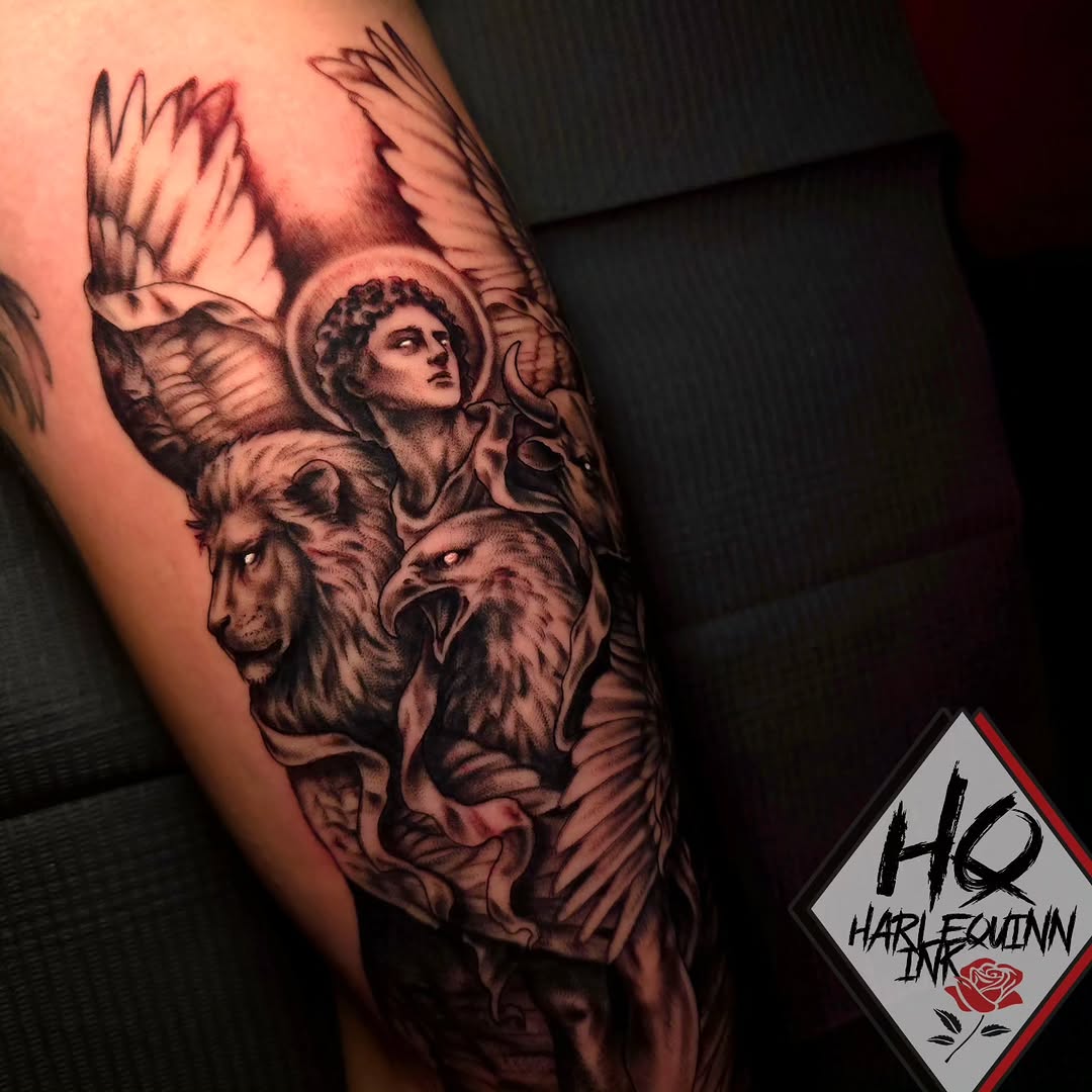 Tattoo by @harlequinn_ink — realism, black_and_grey