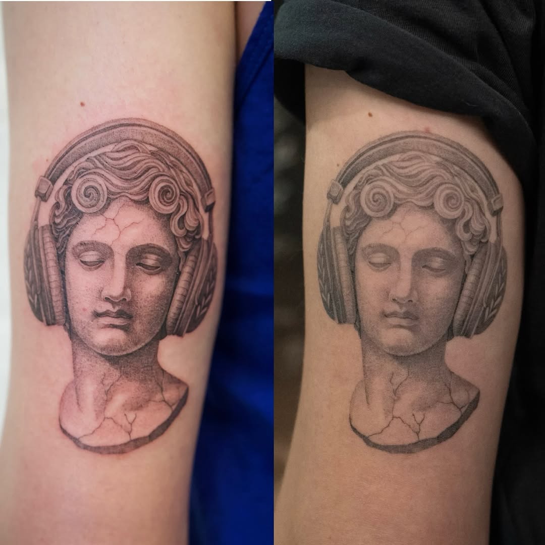Tattoo by @lilyblu.ink — realism, black_and_grey