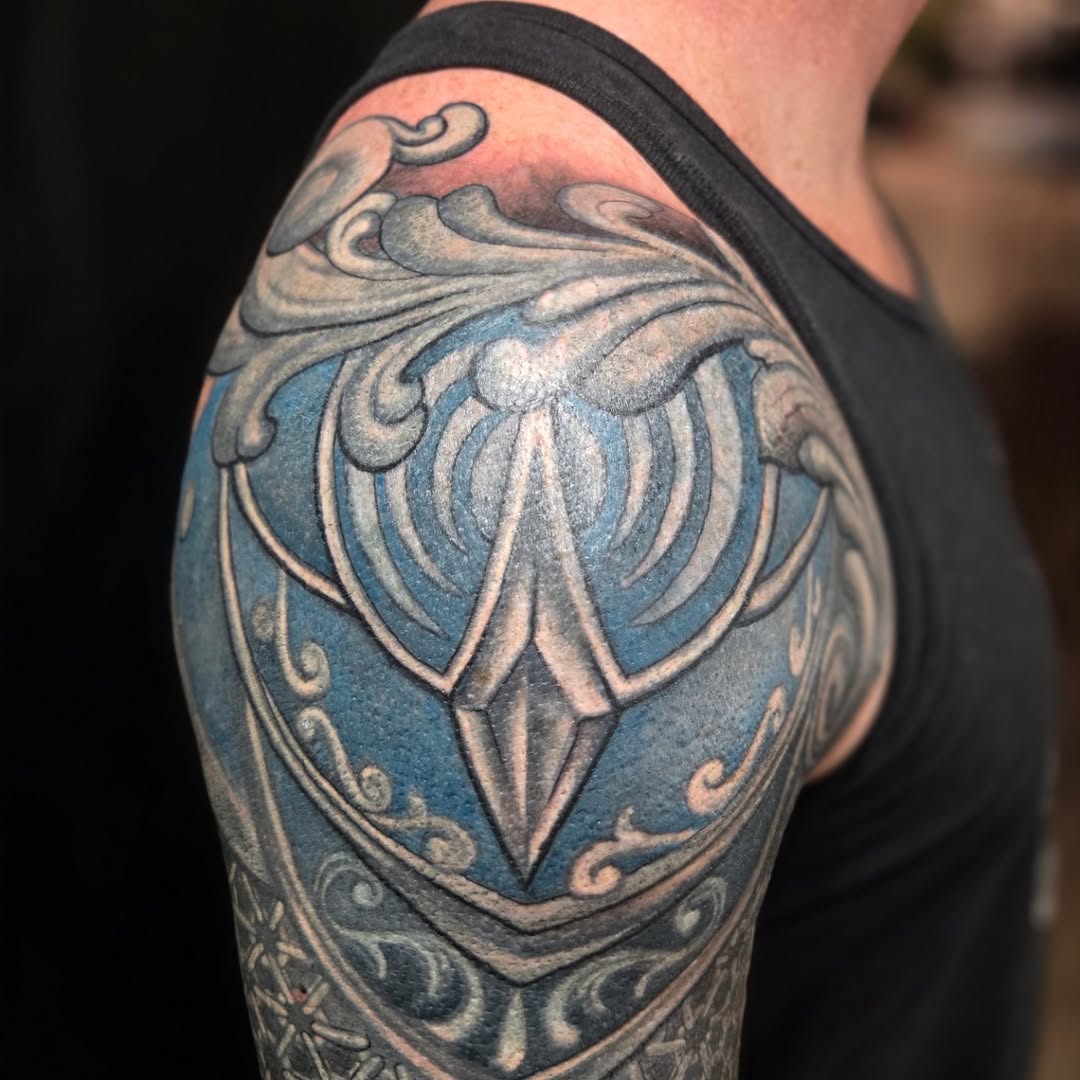 Tattoo by @jousmile_tattoos — ornamental, black_and_grey