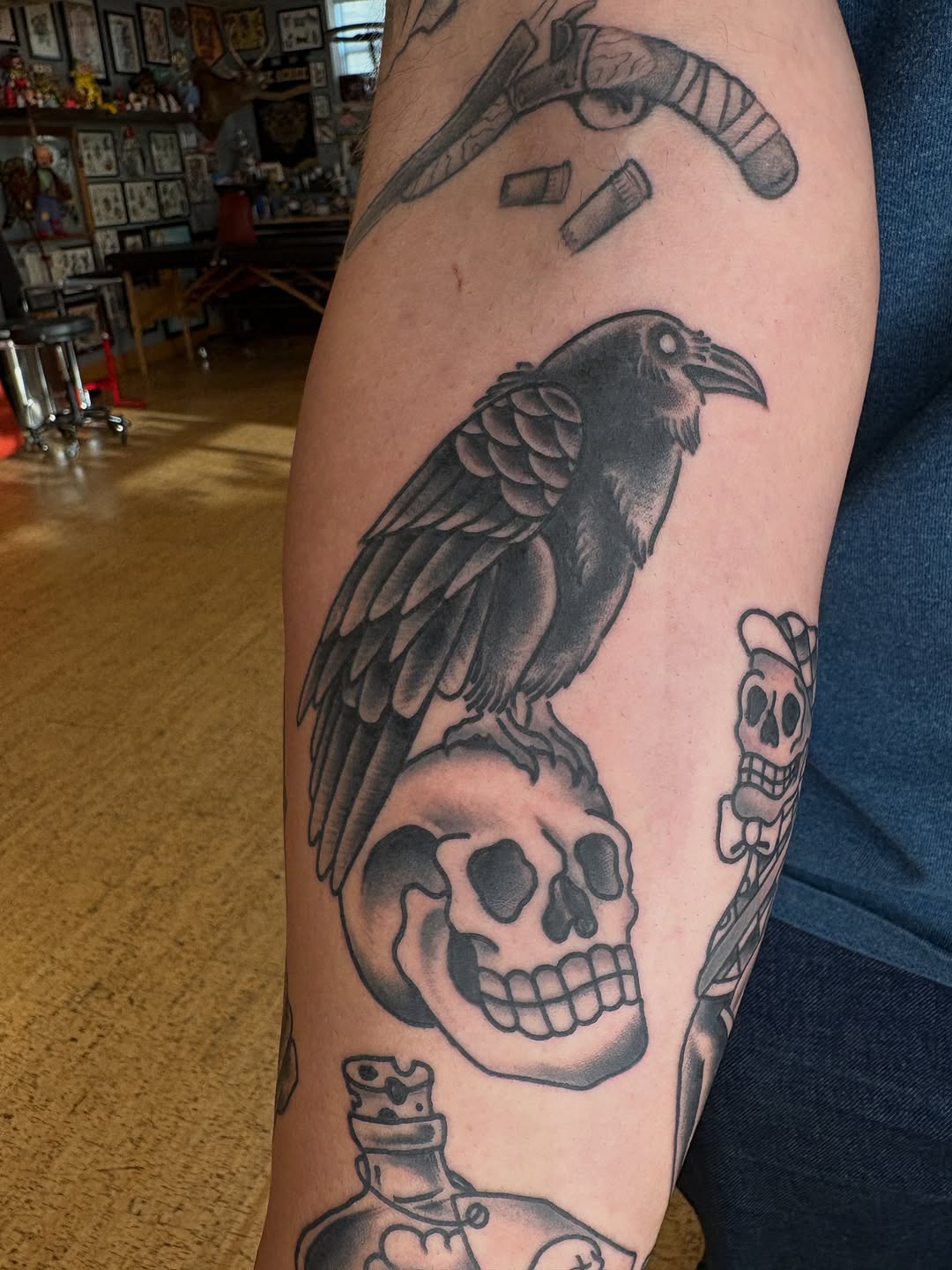 Tattoo by @kimberteatro — american_traditional, black_and_grey