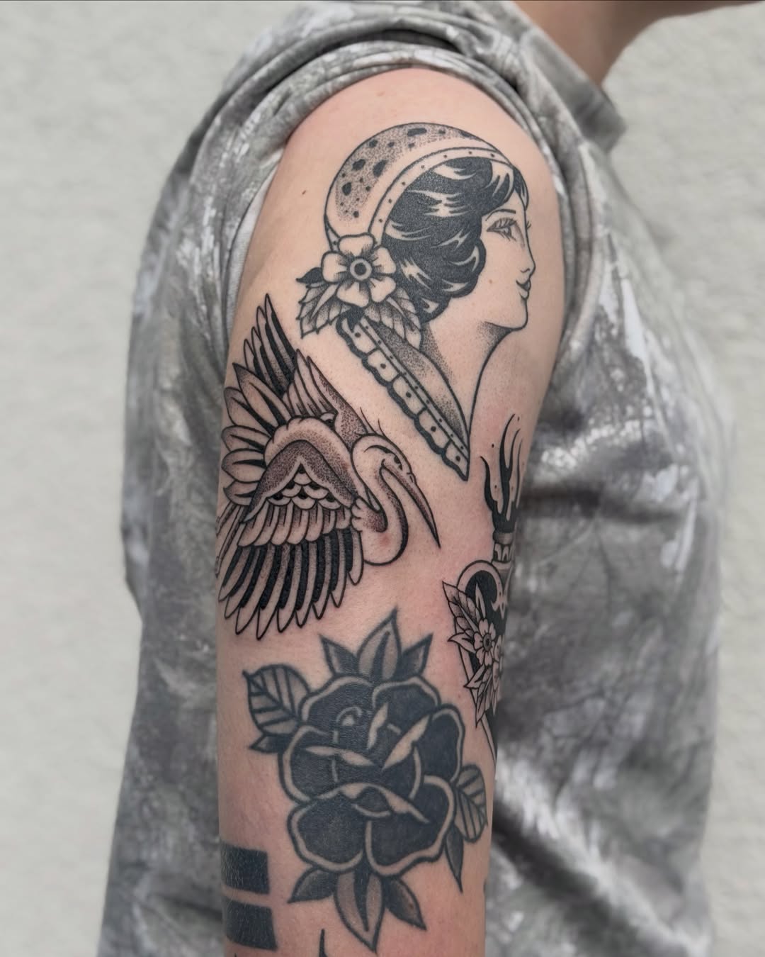 Tattoo by @fleabagtattoos — american_traditional, black_and_grey