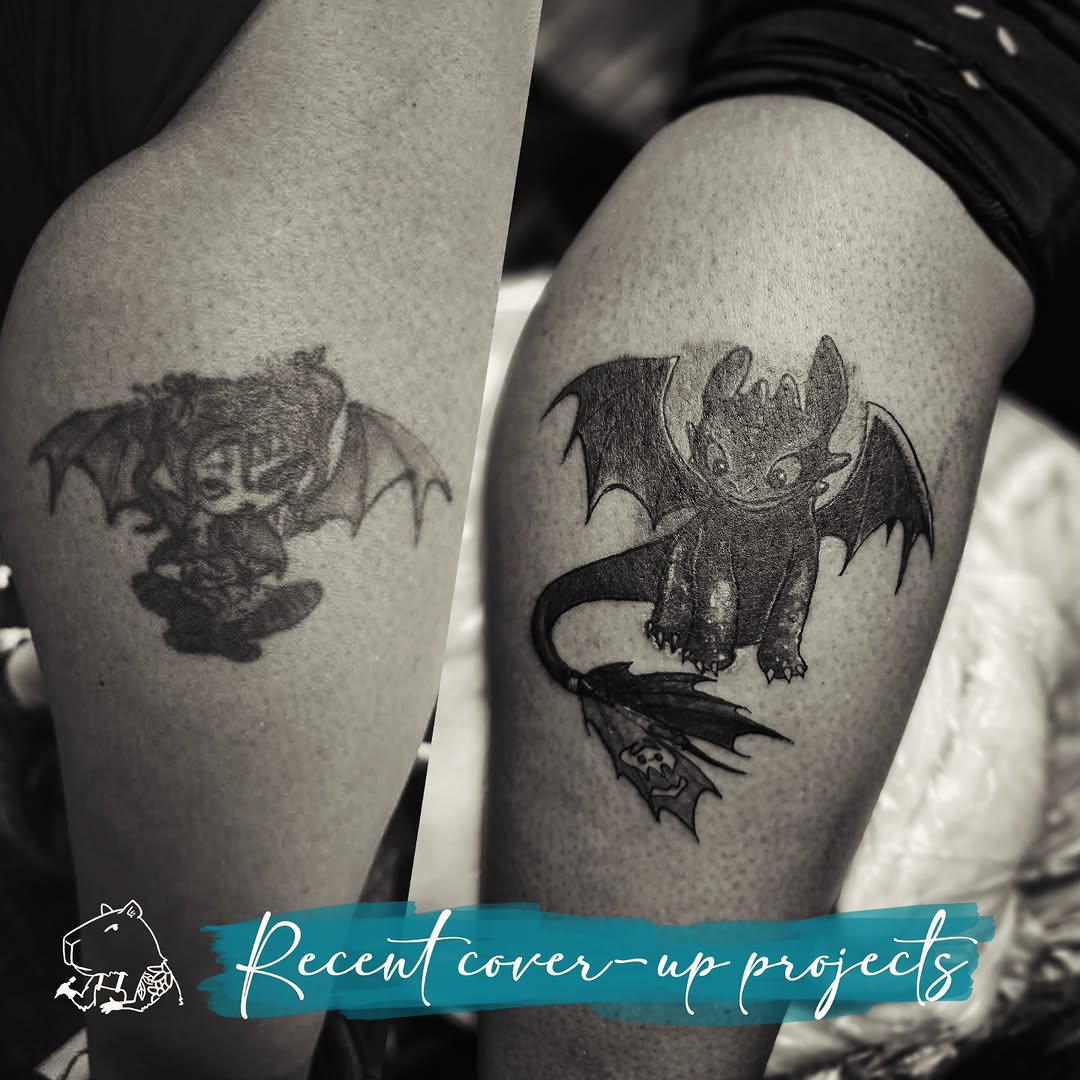 Tattoo by @irikoart_tattoo — anime, black_and_grey