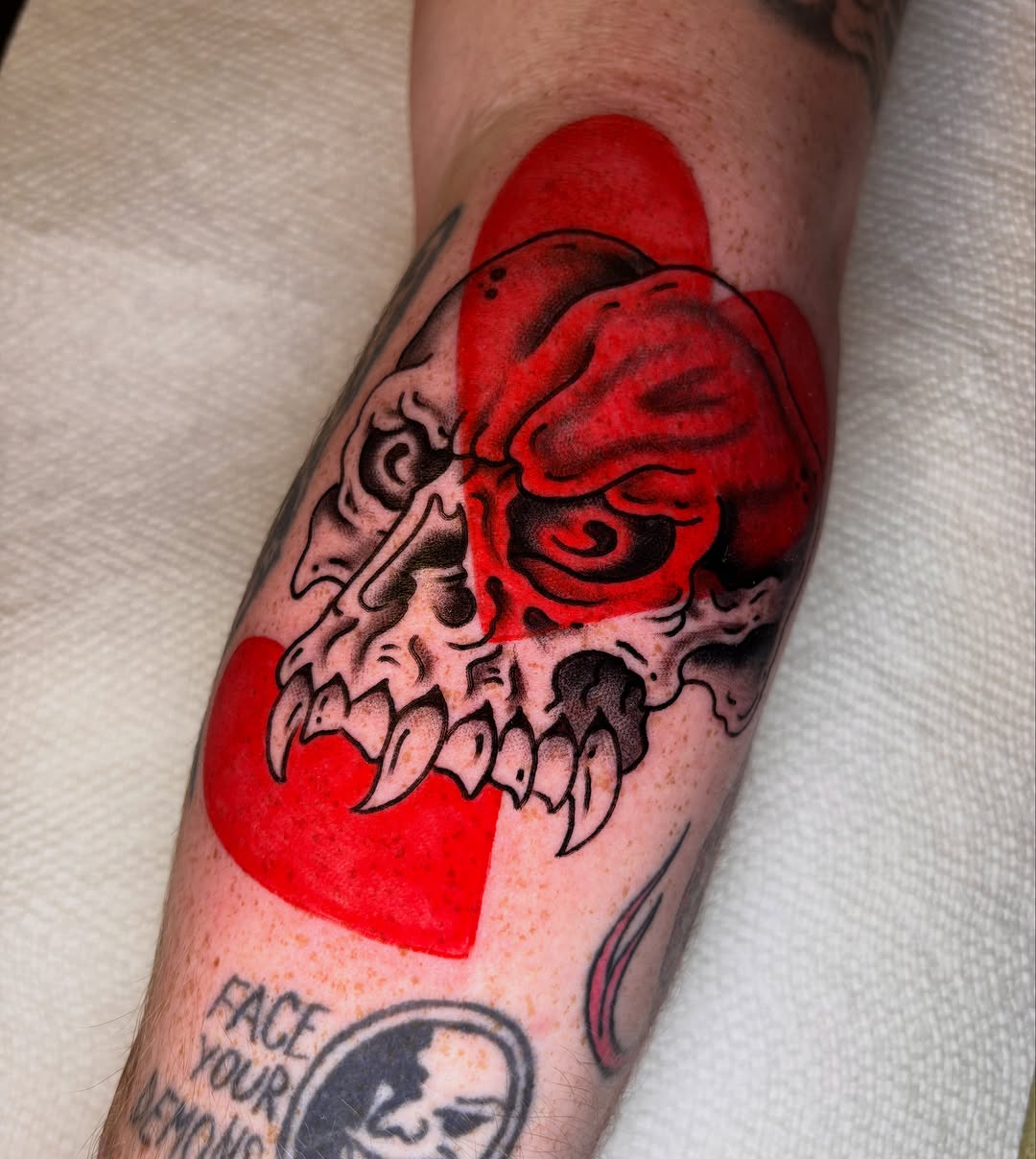 Tattoo by @trevorklohrtattoos — trash_polka, black_and_grey