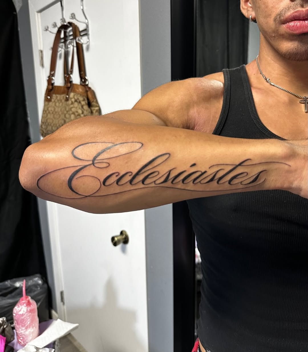 Tattoo by @lupita_inkk — lettering_script, fine_line
