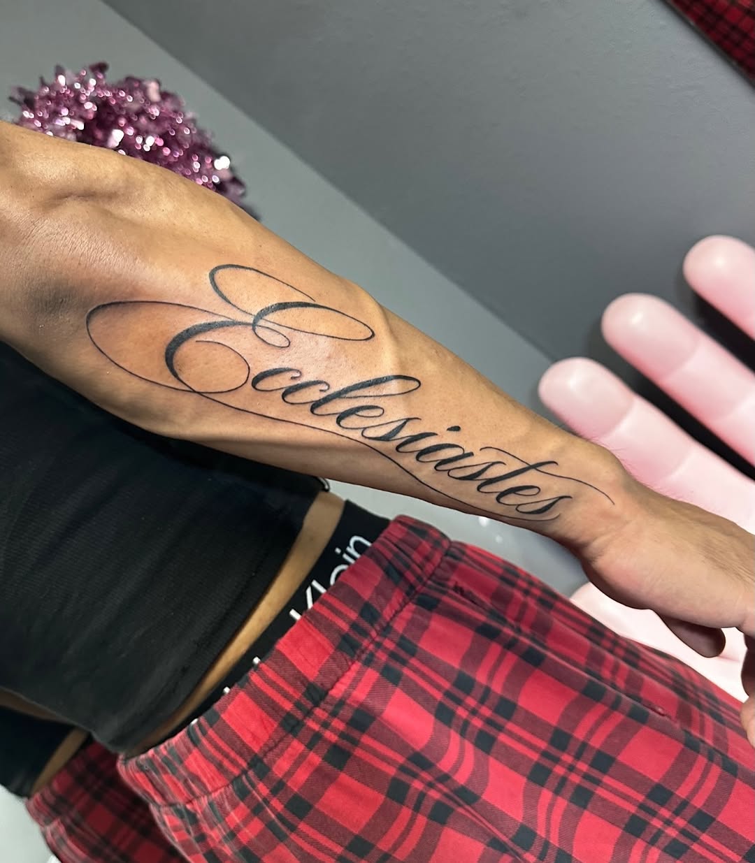 Tattoo by @lupita_inkk — lettering_script, fine_line