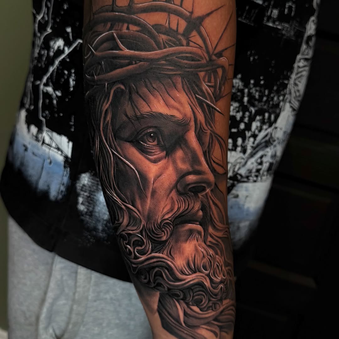 Tattoo by @tats.by.morb โ realism, black_and_grey