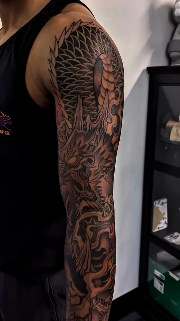 Tattoo by @melissaa_lotuss — japanese_irezumi, black_and_grey