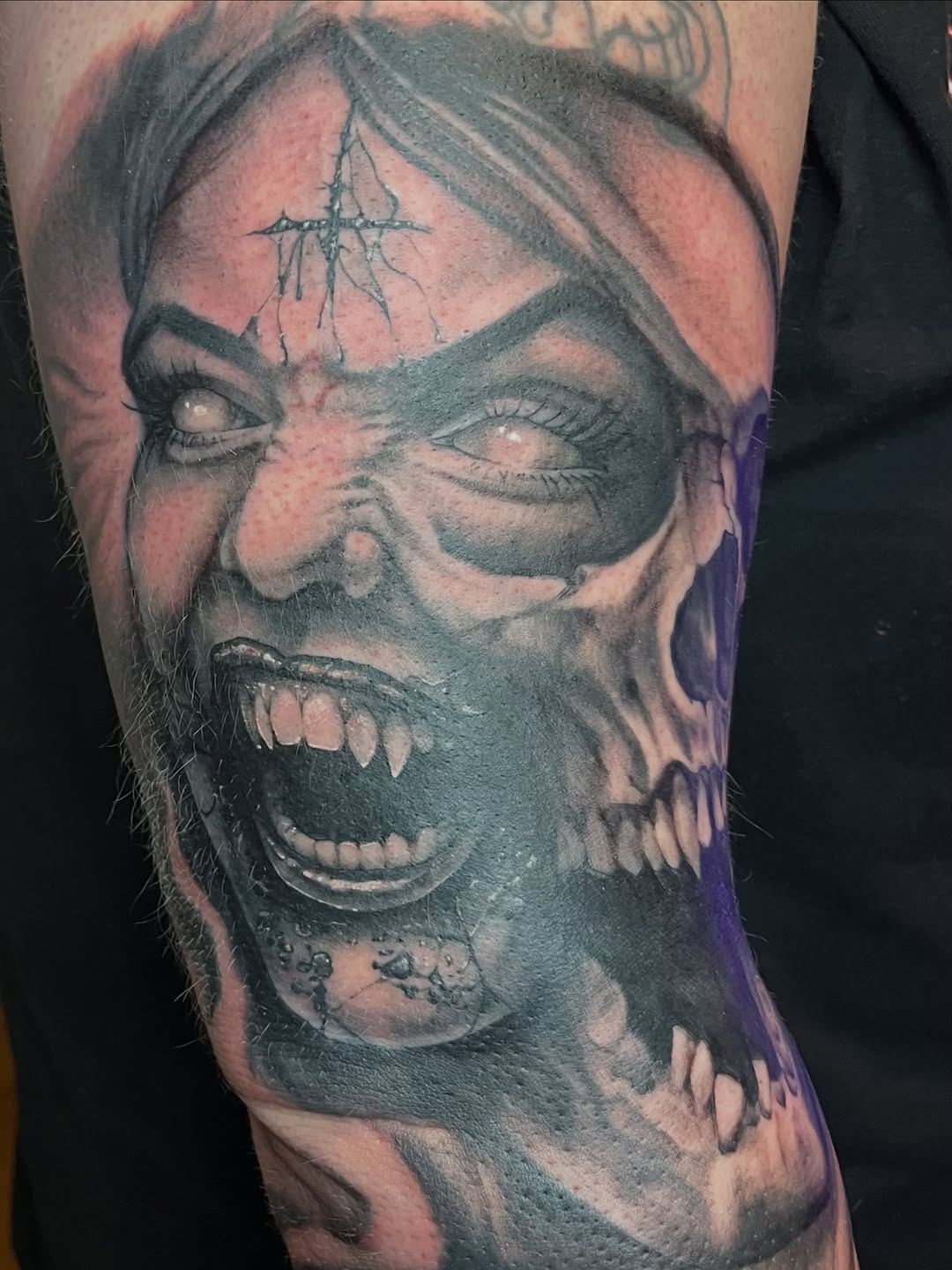 Tattoo by @_electricyeti_ — dark_realism, black_and_grey