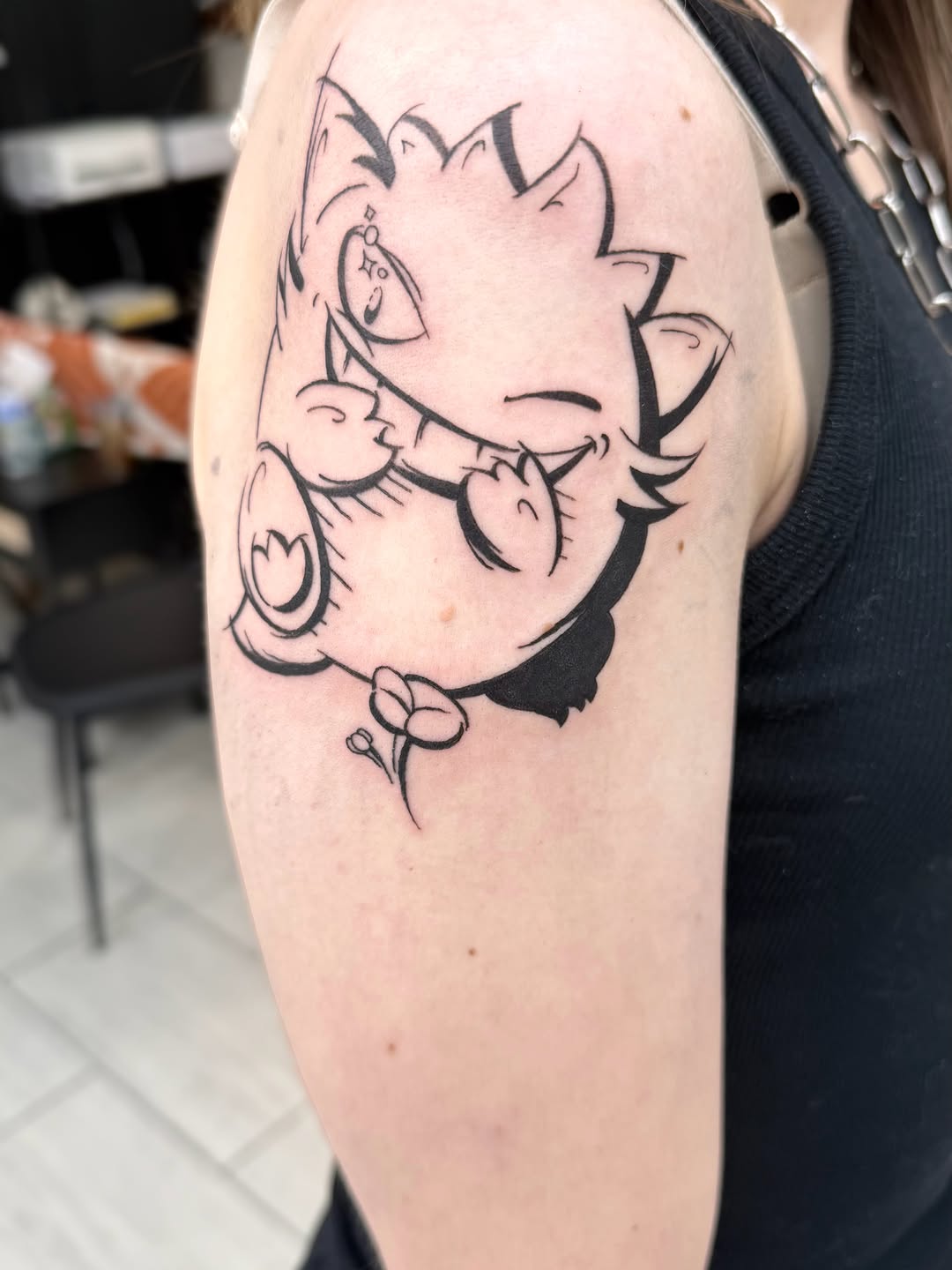 Tattoo by @night.owl.tattoo โ anime, blackwork