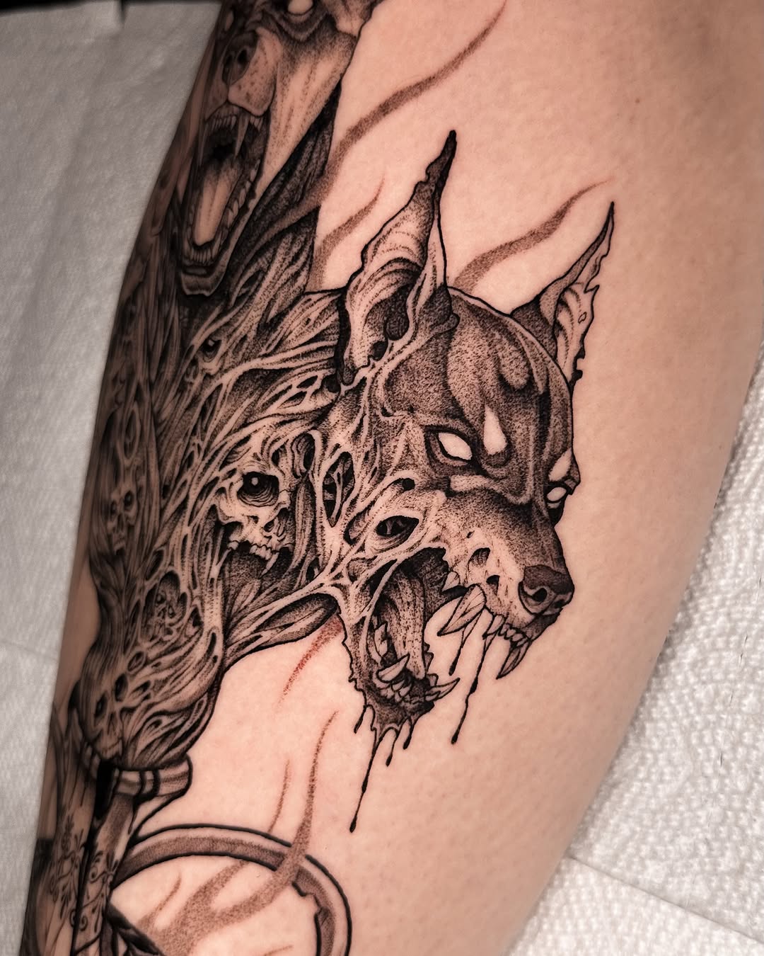 Tattoo by @2lulahtattoo — blackwork, dark_realism