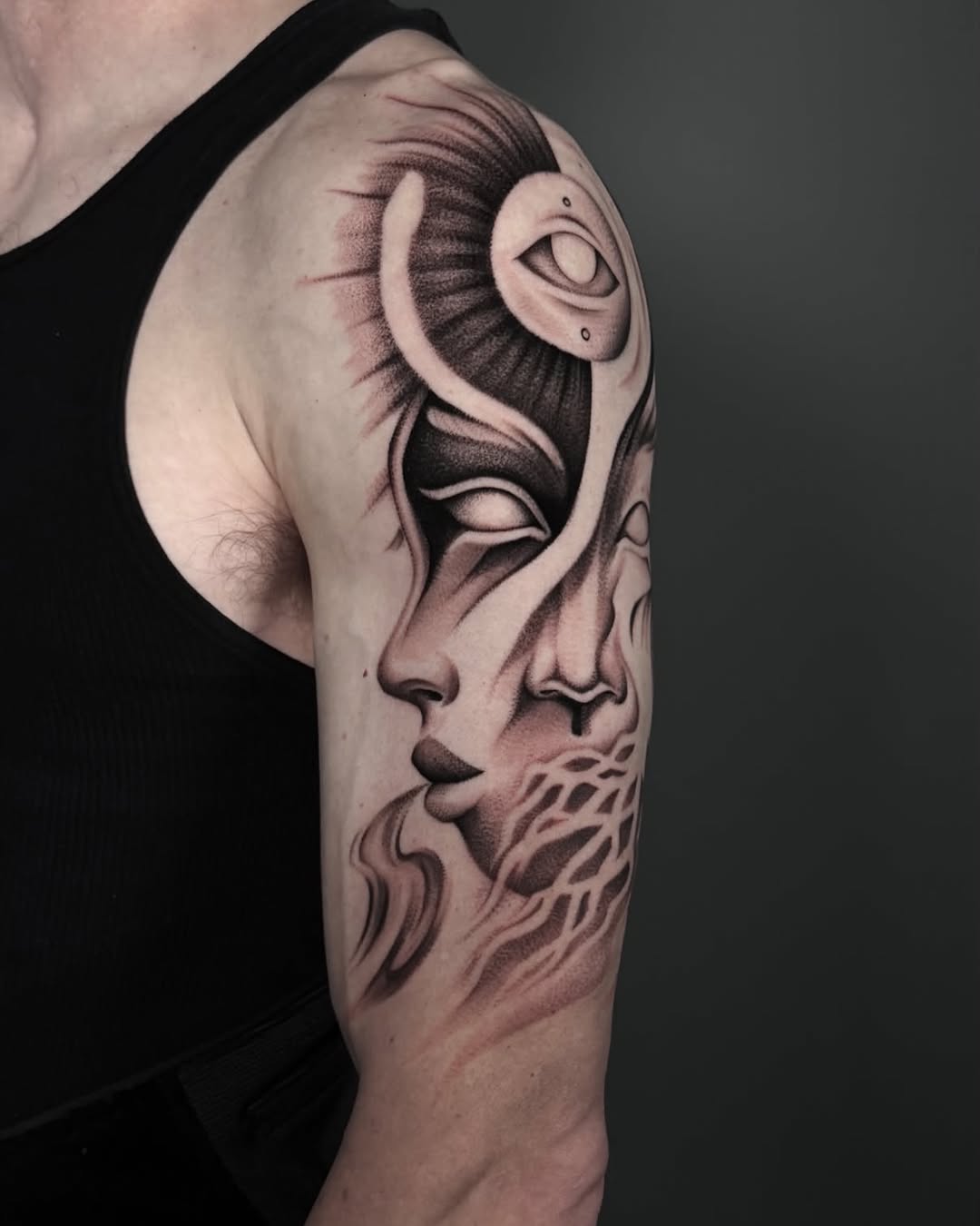Tattoo by @fineartunbound — black_and_grey, surrealism
