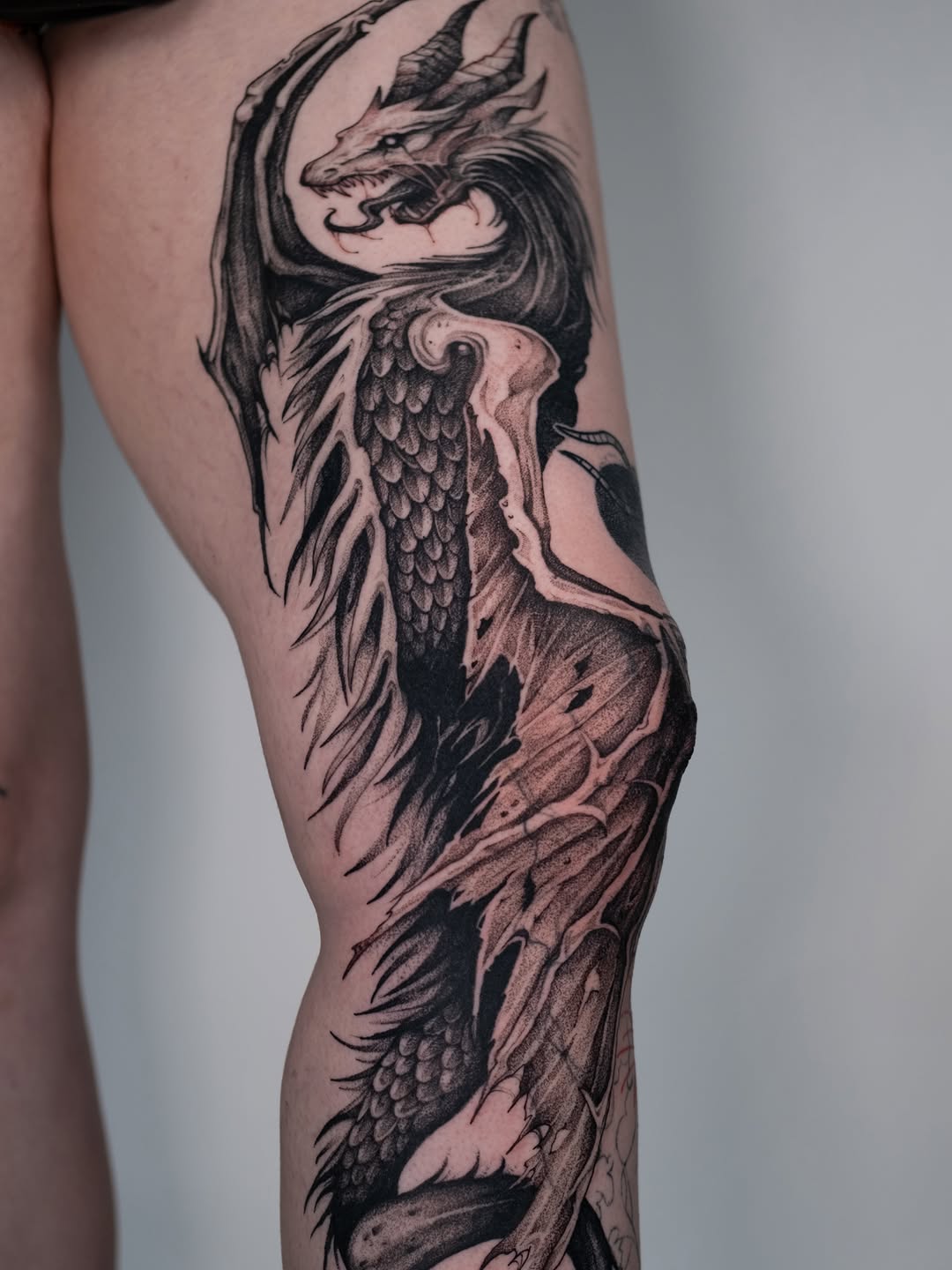 Tattoo by @da.gloom — black_and_grey, dark_realism