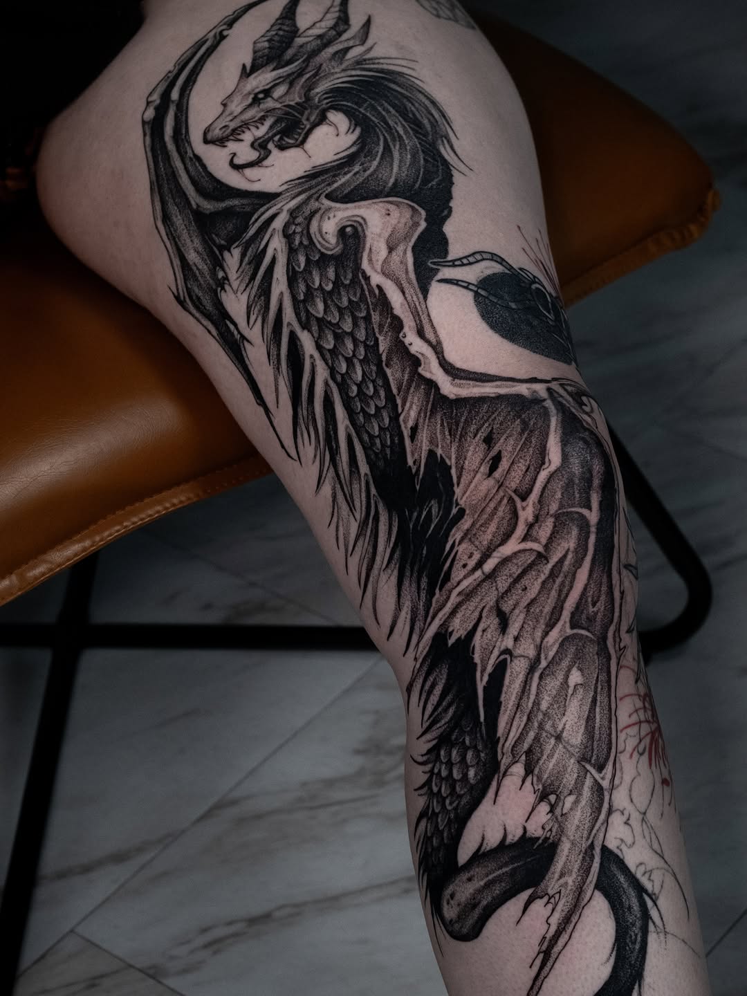 Tattoo by @da.gloom — black_and_grey, dark_realism