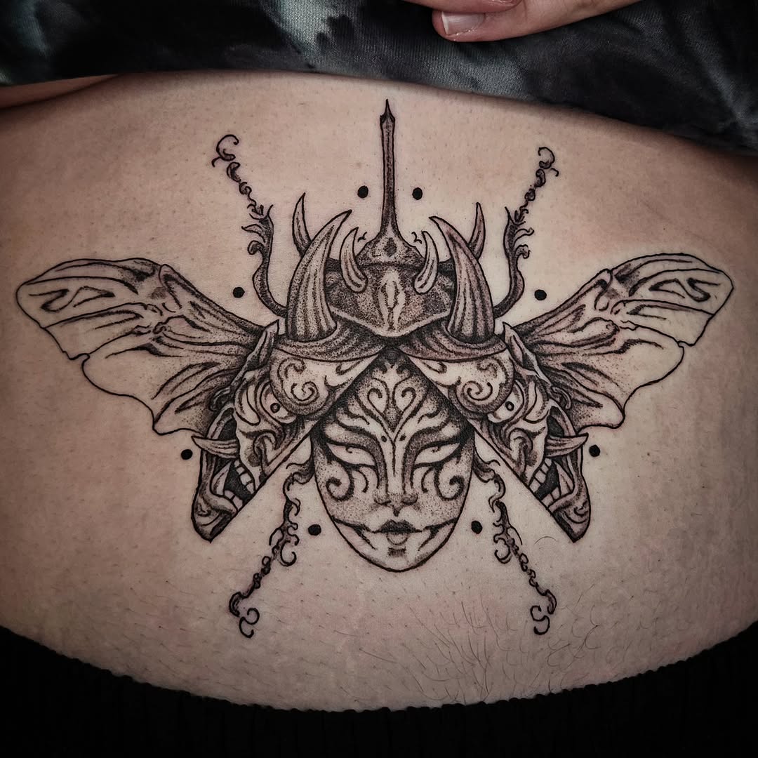 Tattoo by @pin.poked_ β black_and_grey, dotwork
