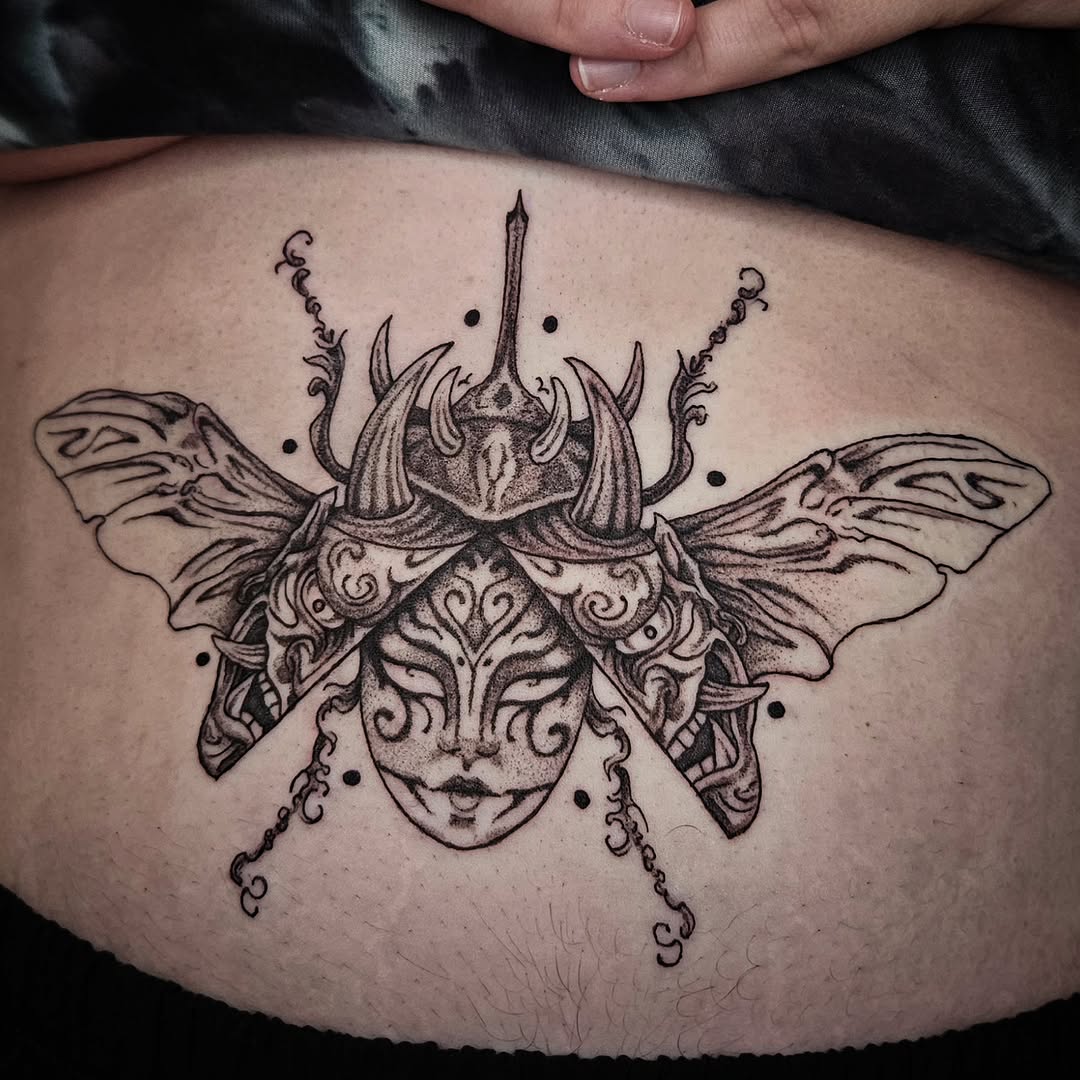 Tattoo by @pin.poked_ β black_and_grey, dotwork