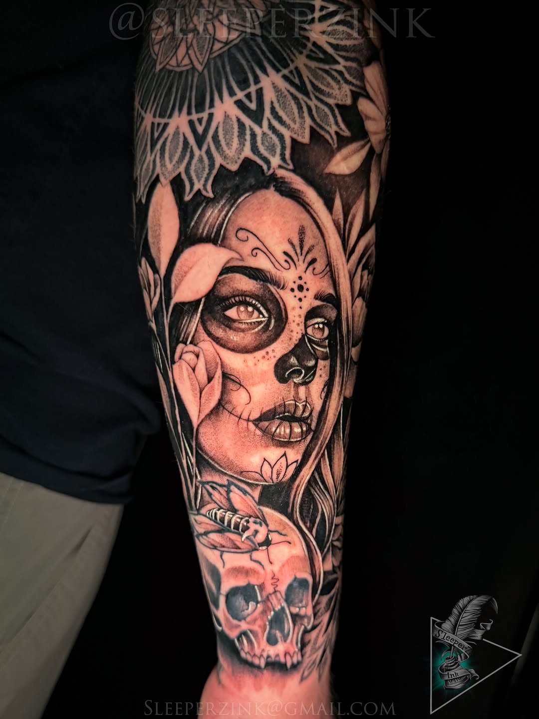 Tattoo by @sleeperzink — black_and_grey, realism