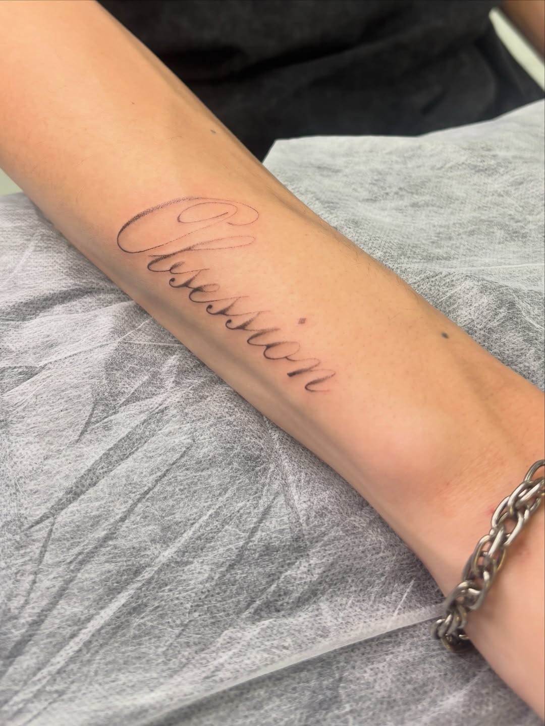 Tattoo by @_bitterbomb — lettering_script, fine_line