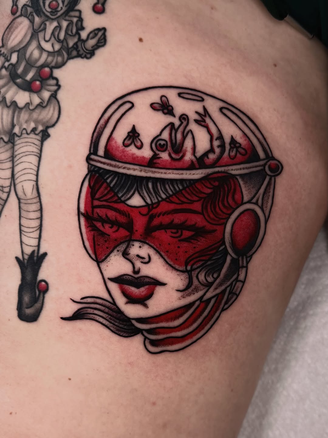 Tattoo by @hotdonnatattoos — neo_traditional, black_and_grey