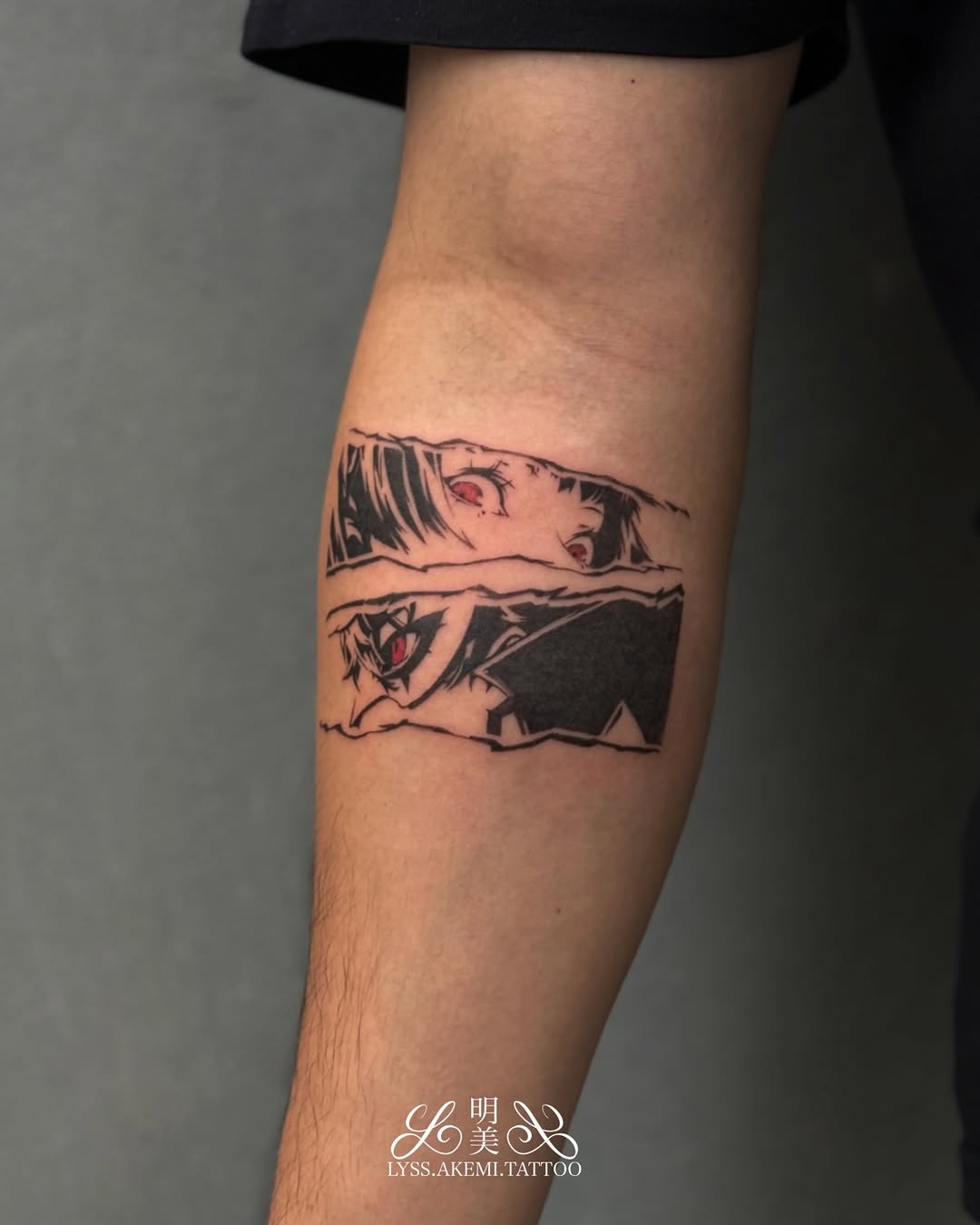Tattoo by @lyss.akemi.tattoo — anime, black_and_grey