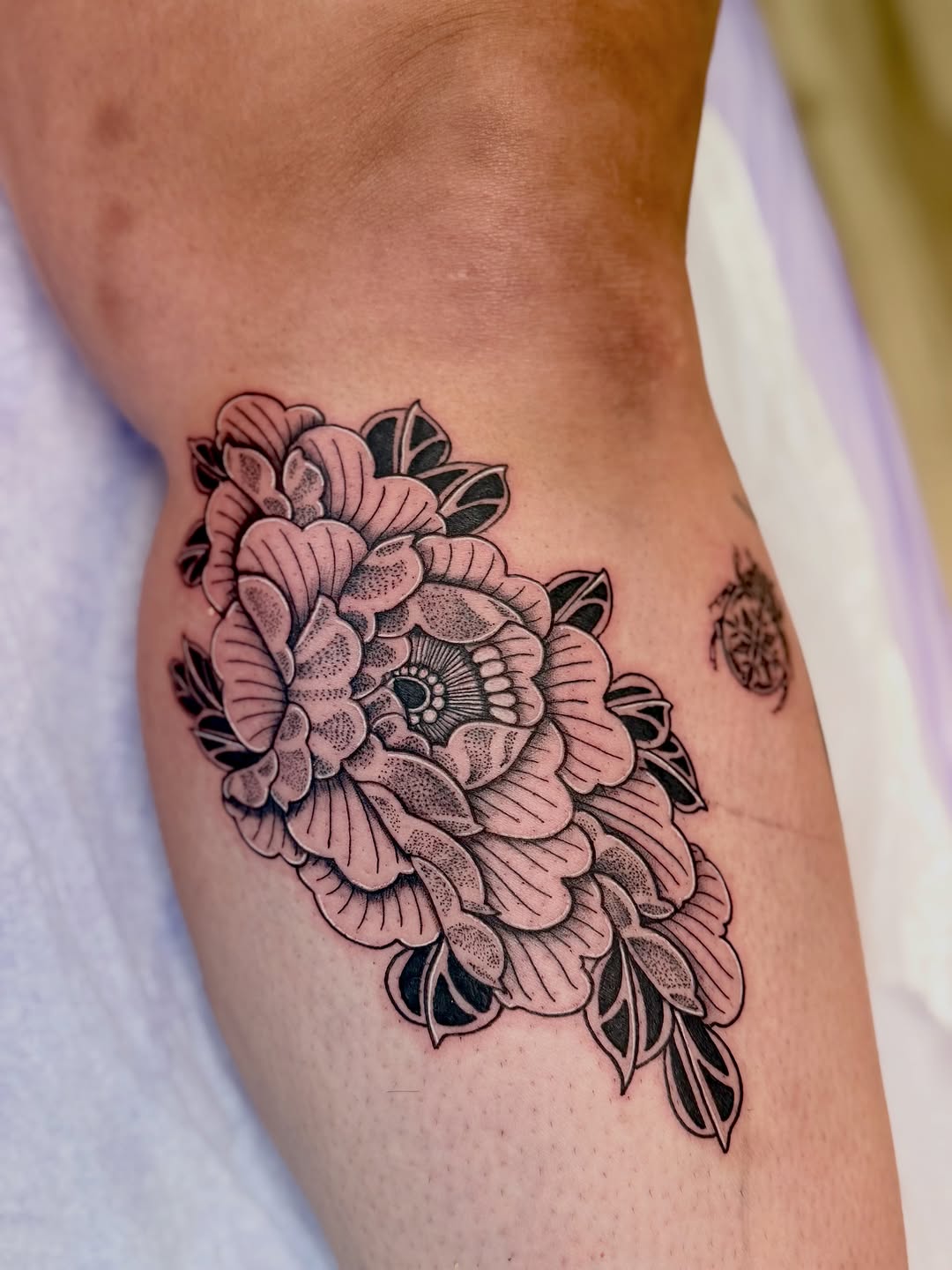 Tattoo by @amandanicole_ink — black_and_grey, dotwork