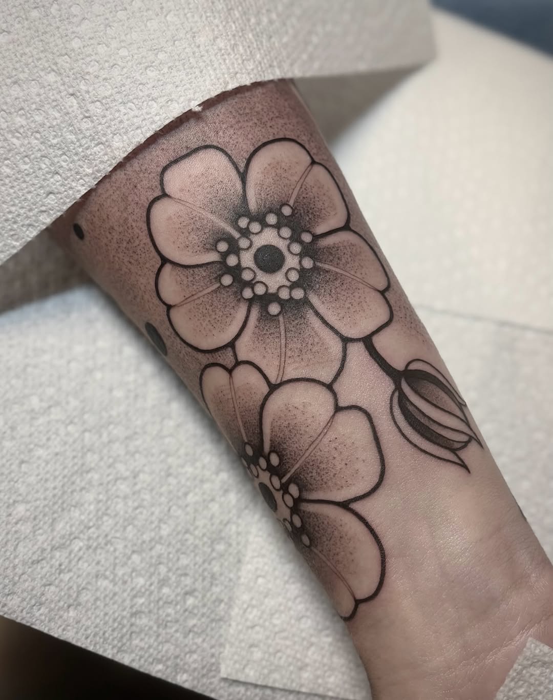 Tattoo by @maya_zink — dotwork, black_and_grey