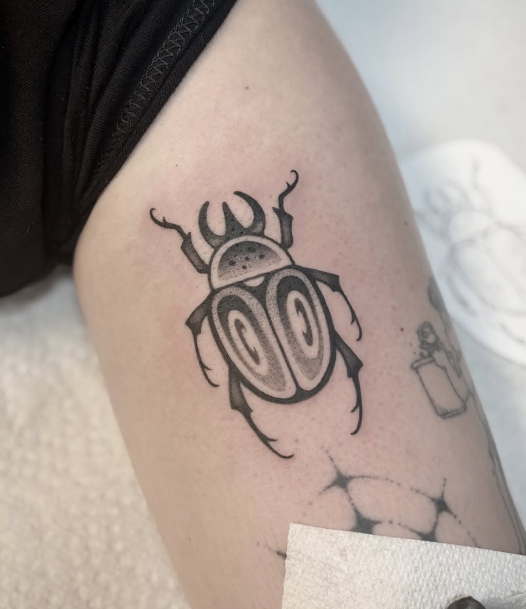 Tattoo by @maya_zink — black_and_grey, dotwork