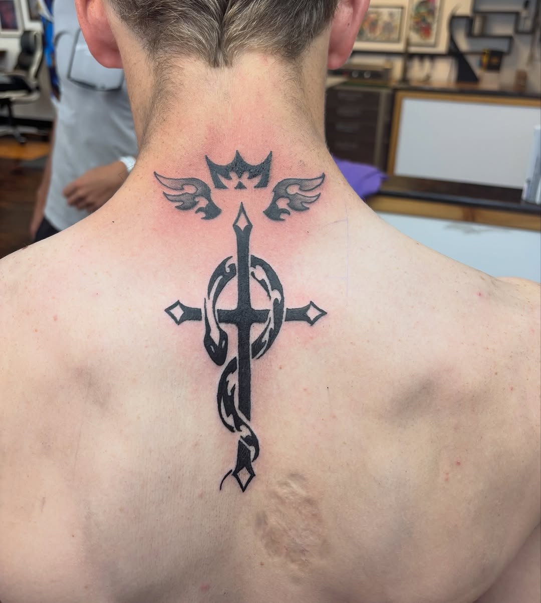 Tattoo by @shearnenator — blackwork, illustrative