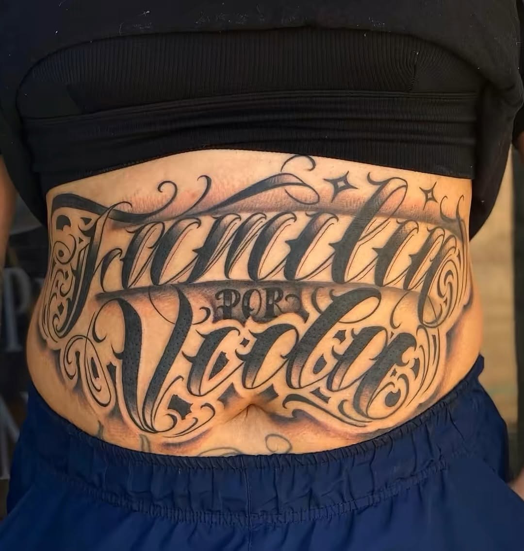 Tattoo by @lexmiranda — chicano, lettering_script