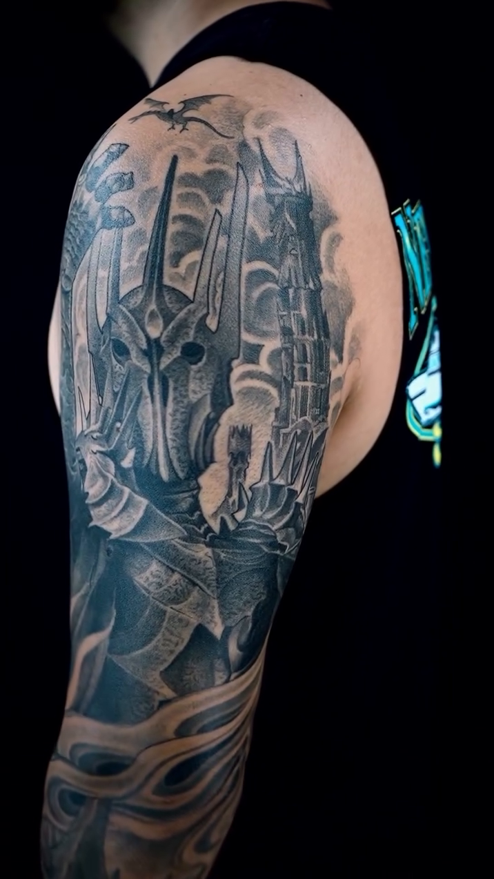 Tattoo by @tony.cruz.tattoo — dark_realism, black_and_grey