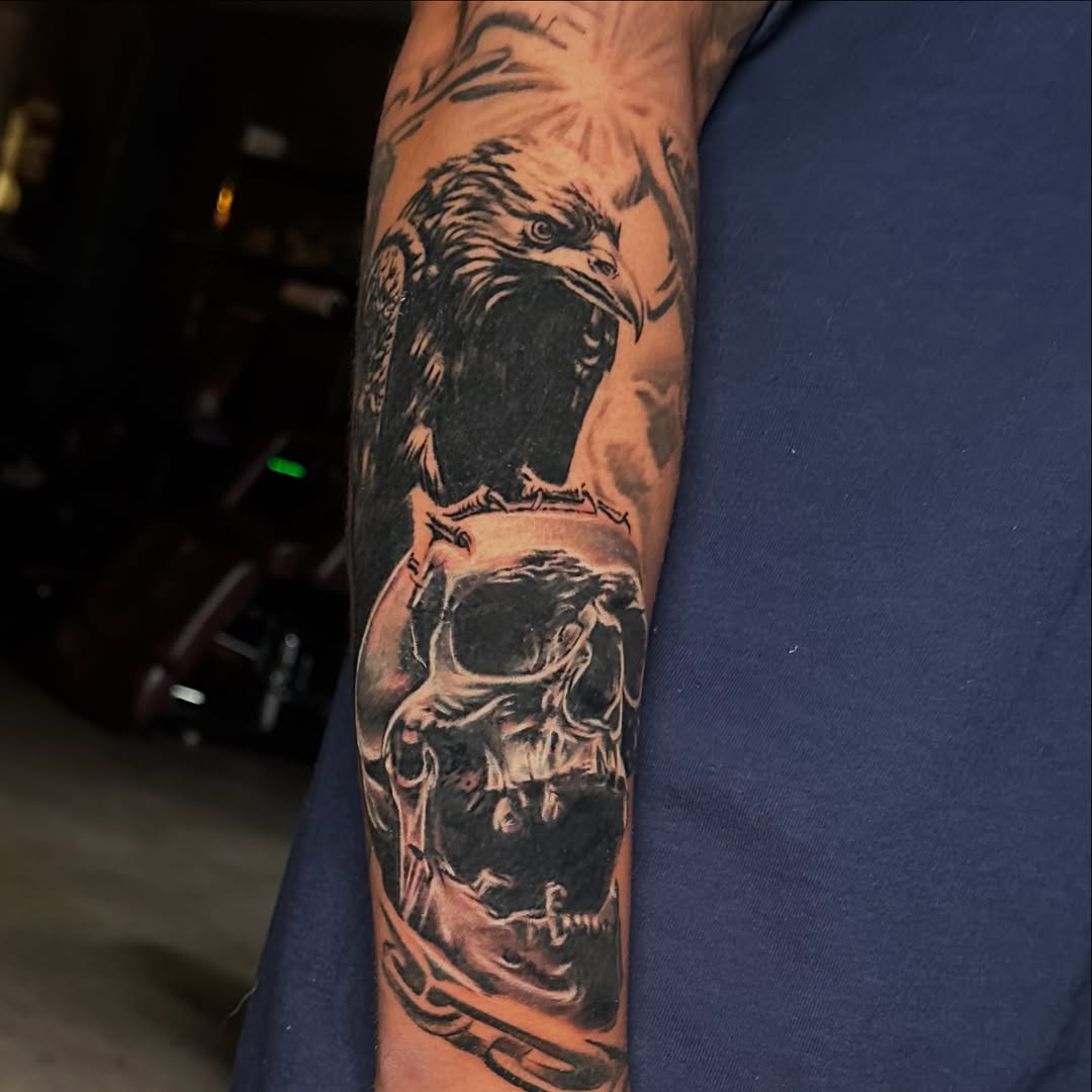 Tattoo by @crisp_ink โ realism, black_and_grey