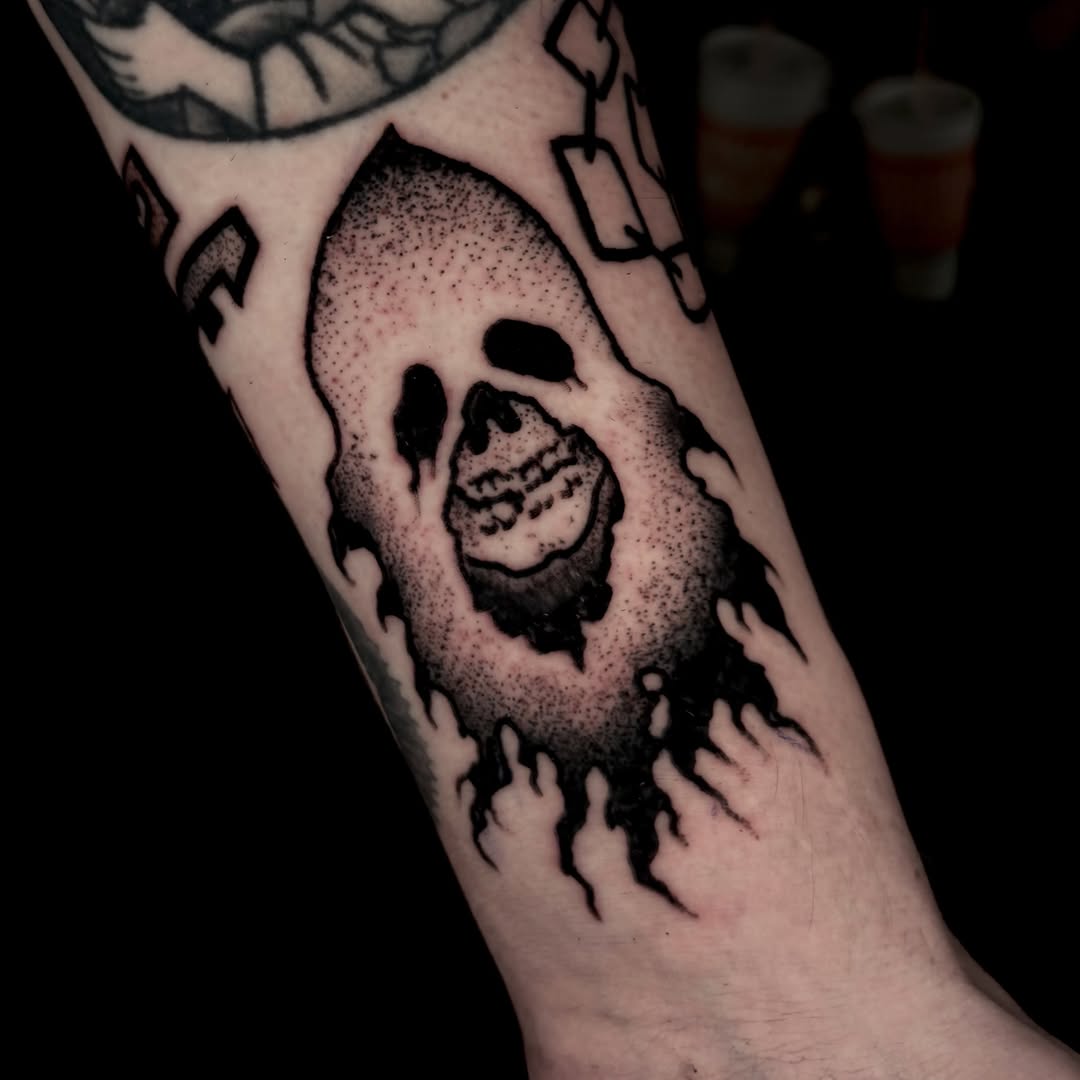 Tattoo by @the.sprouler — blackwork, dotwork