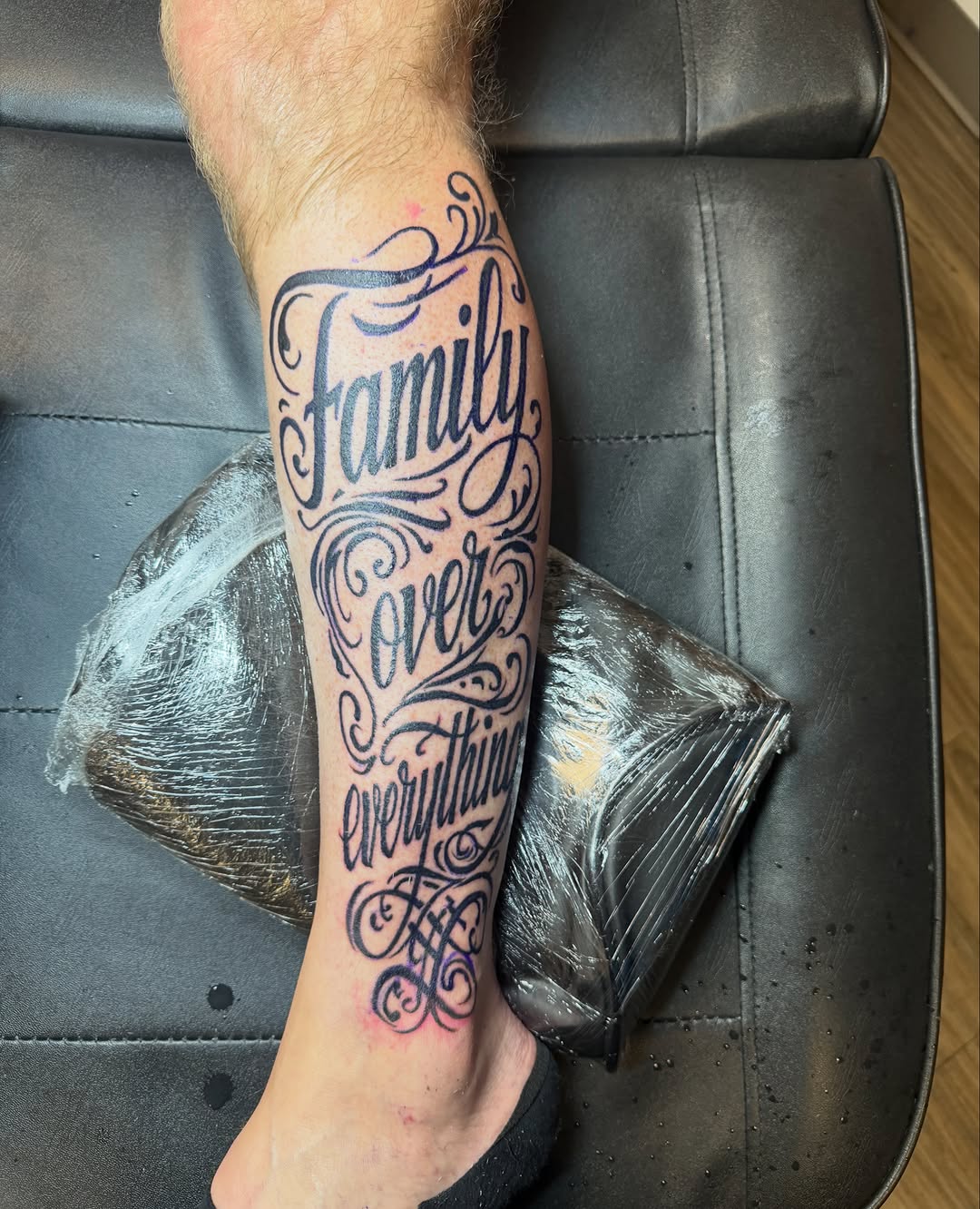 Tattoo by @betotats — lettering_script, chicano