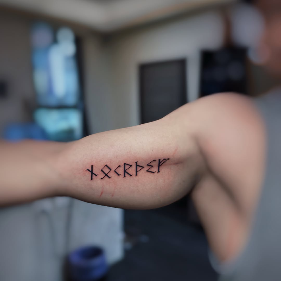 Tattoo by @ict_tattoo — lettering_script, geometric
