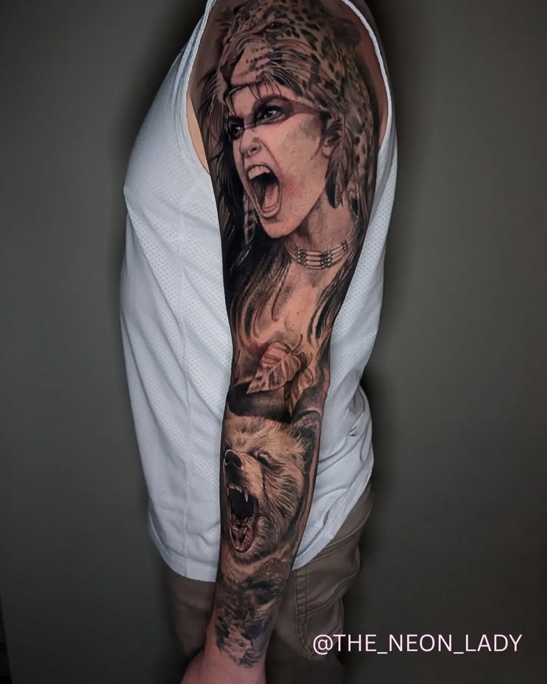 Tattoo by @the_neon_lady โ realism, black_and_grey