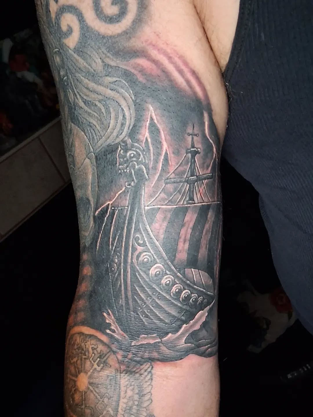 Tattoo by @tattoodaveatlivingcanvastattoo — black_and_grey, realism