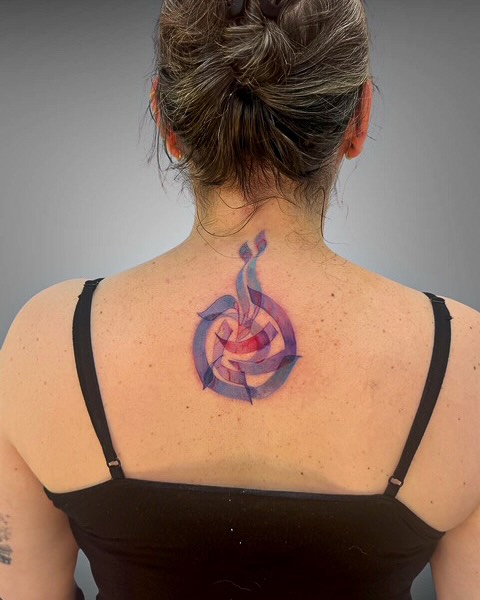 Tattoo by @_mitsukochingart — geometric, watercolor