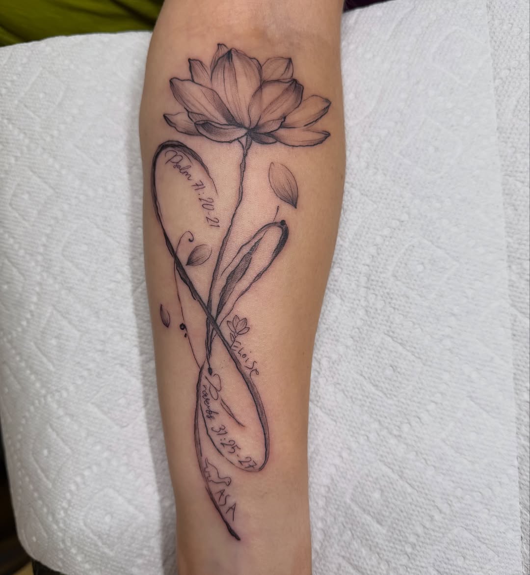 Tattoo by @danifriedtattoos — fine_line, lettering_script